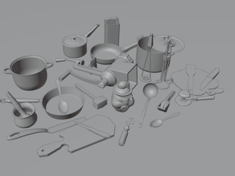 Big set of old kitchen appliances of 25 models Model 3D