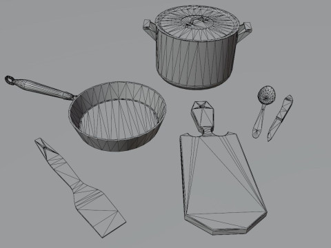 Big set of old kitchen appliances of 25 models Model 3D