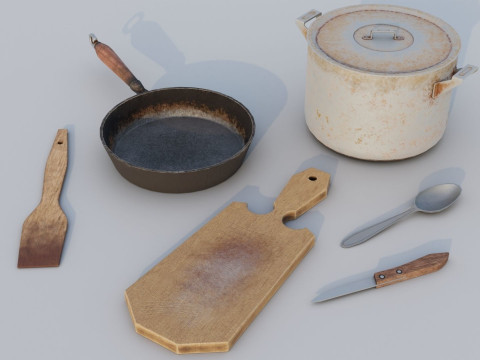 Big set of old kitchen appliances of 25 models Model 3D