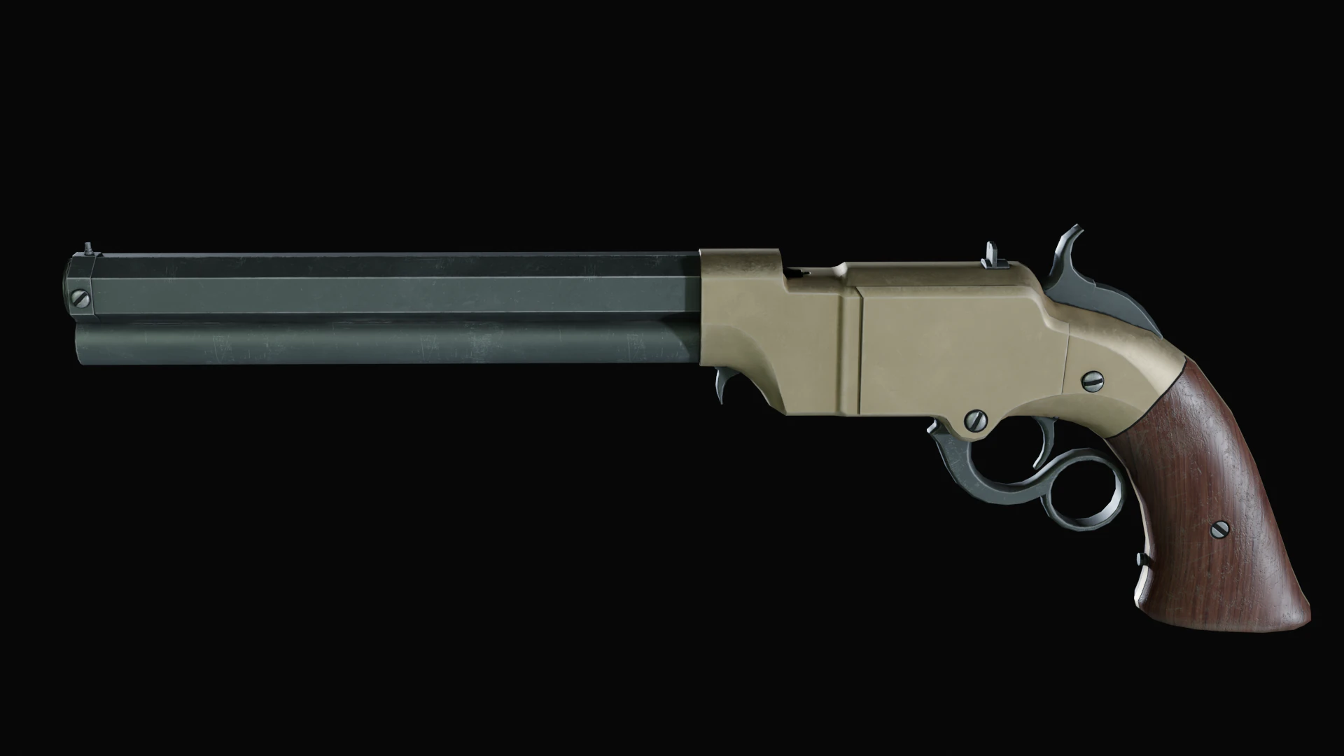 Vintage pistol Volcanic 1855 3D Model .c4d .max .obj .3ds .fbx .stl .blend 