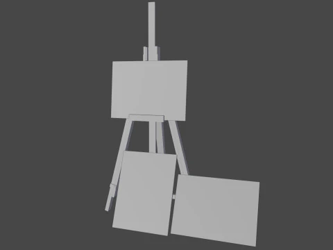 Easel with paintings 3D Model