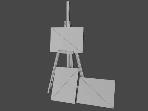 Easel with paintings 3D Model