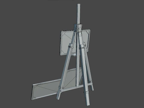 Easel with paintings 3D Model