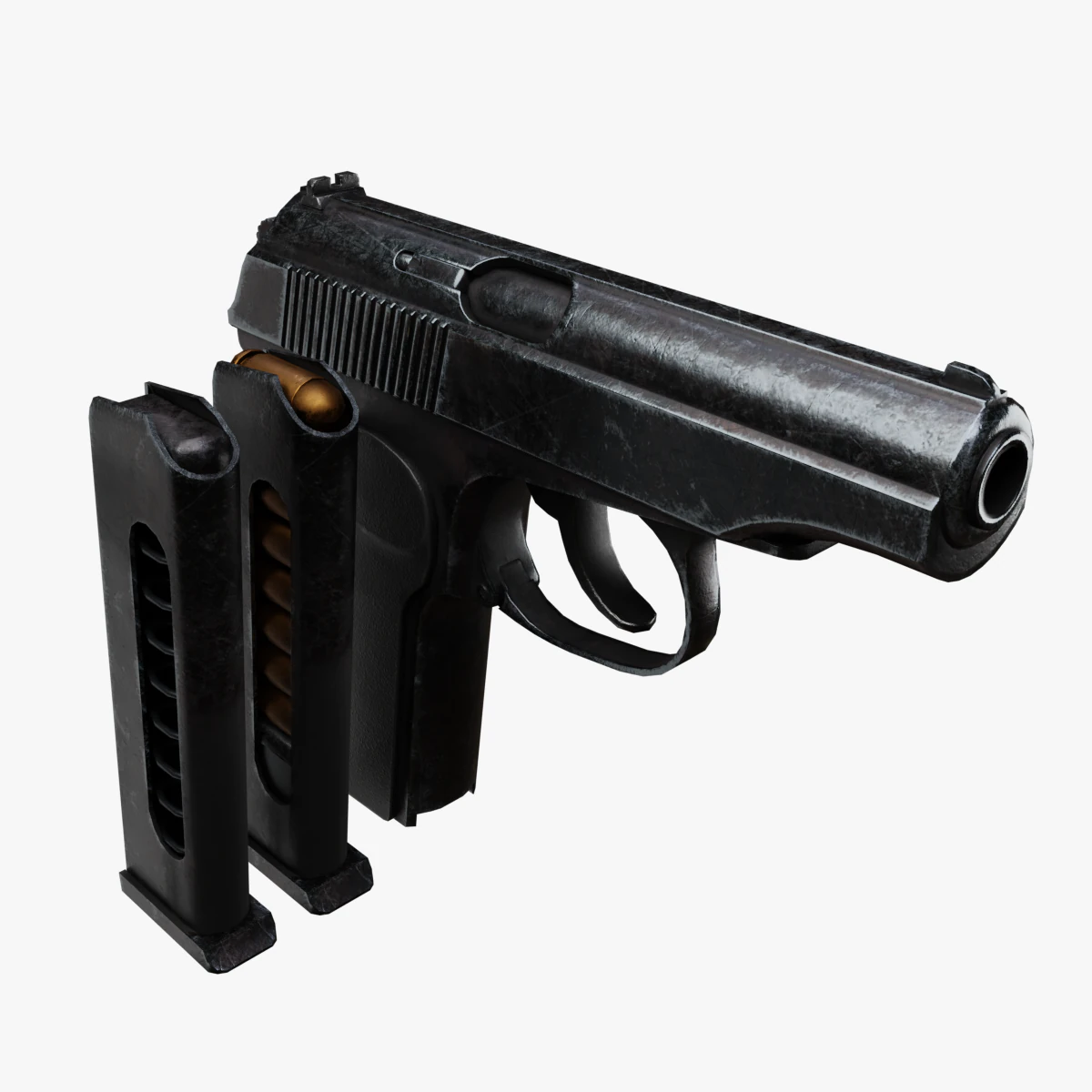 Vecchia pistola Makarov usurata Modello 3D .c4d .max .obj .3ds .fbx .stl .blend