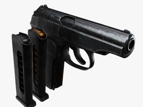 Old worn out Makarov Pistol 3Dモデル