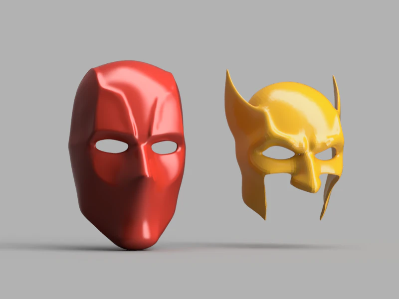 Wolverine and Deadpool Masks 3D Model .c4d .max .obj .3ds .fbx .stl .blend