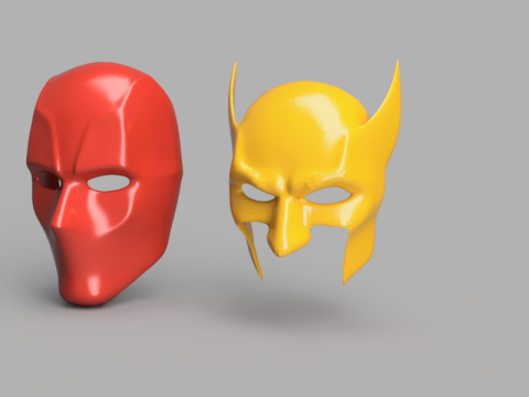 Wolverine and Deadpool Masks 3D Model
