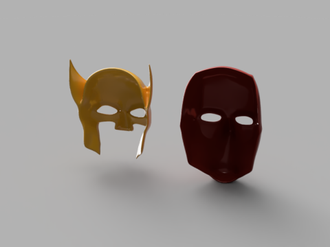 Wolverine and Deadpool Masks 3D Model
