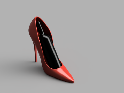 Wine Bottle Holder in the Shape of a High Heel Shoe 3D Model