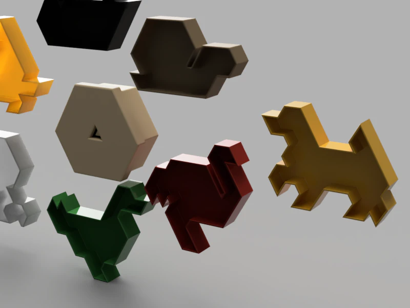 Animal Puzzle Set 3D Model .c4d .max .obj .3ds .fbx .stl .blend 