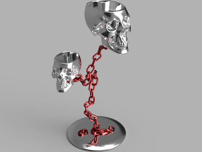 Skull Chain Planter Holder 3D Model .c4d .max .obj .3ds .fbx .stl .blend 