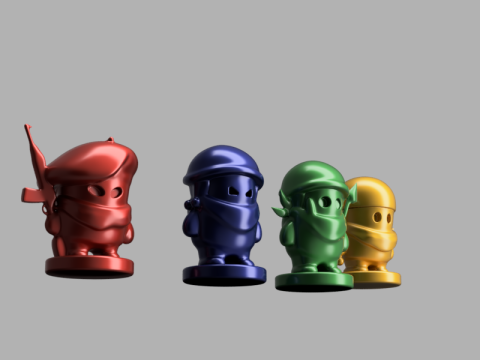 Soldier Game Piece Set 3D Model