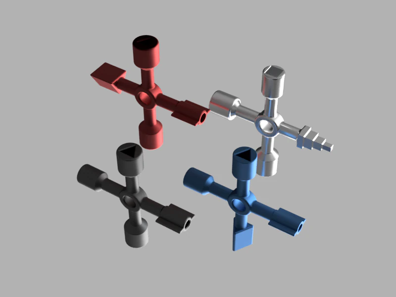 Chiave multiuso 4 in 1 per armadi a gas, elettrici e con radiatori Modello 3D .c4d .max .obj .3ds .fbx .stl .blend