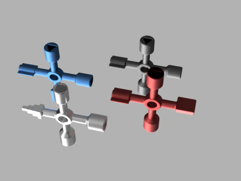 Chiave multiuso 4 in 1 per armadi a gas, elettrici e con radiatori Modello 3D