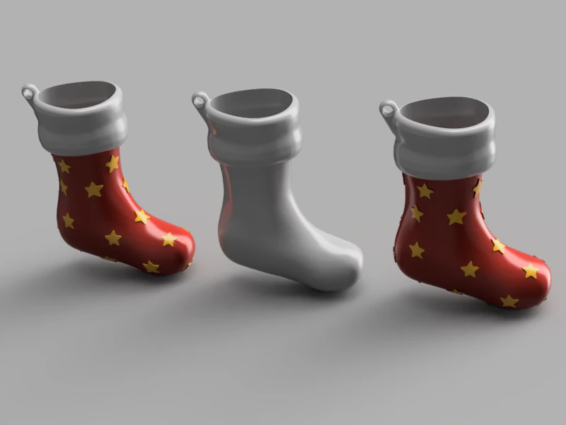 Christmas Stocking 3D Model .c4d .max .obj .3ds .fbx .stl .blend 