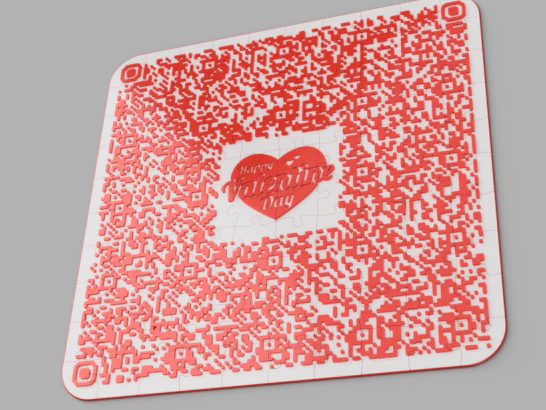 QR Love Puzzle 3D Model .c4d .max .obj .3ds .fbx .stl .blend 