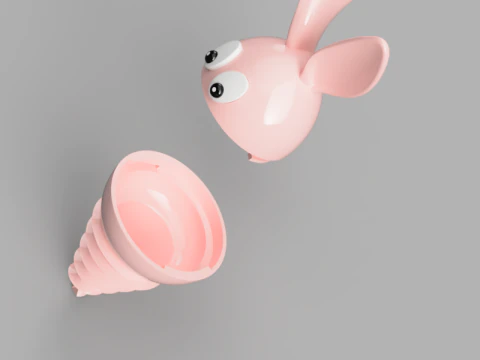 Bunny Screw Container Helmet 3D Print Model