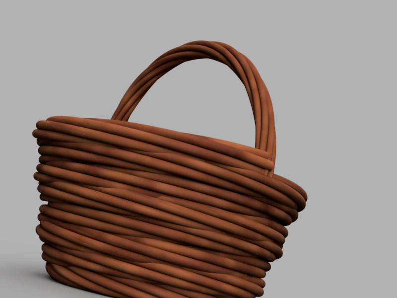 Wicker Basket 3D Print Model .c4d .max .obj .3ds .fbx .stl .blend 