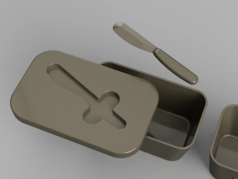 Butter Container with Knife 3D Model