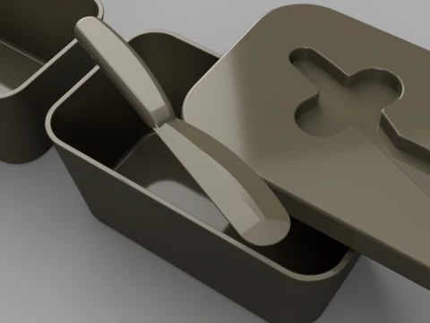 Butter Container with Knife 3D Model