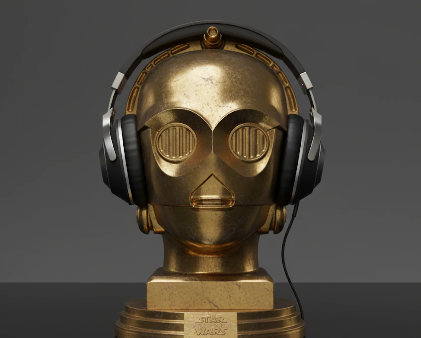 C-3PO Headphone Stand 3D Model .c4d .max .obj .3ds .fbx .stl .blend