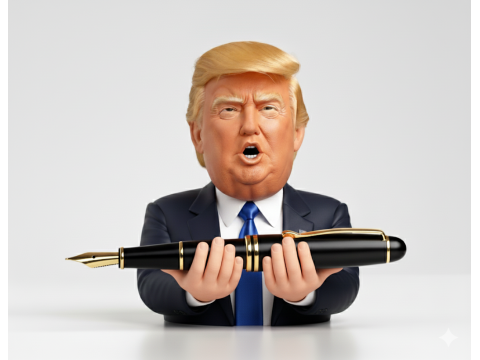 Donald Trump-Style Pen Holder Coin Bank Model 3D