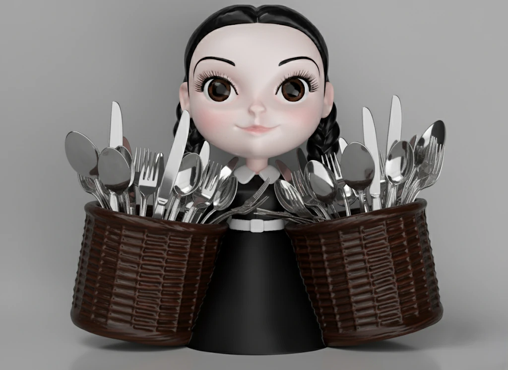 Wednesdays Cutlery Caddy 3D Model .c4d .max .obj .3ds .fbx .stl .blend