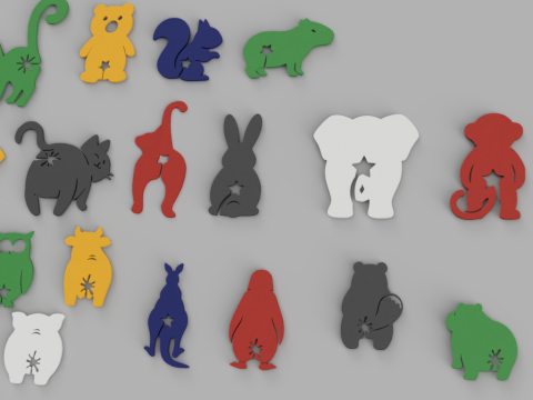 Funny Animal Bag Clips Set 3D मॉडल