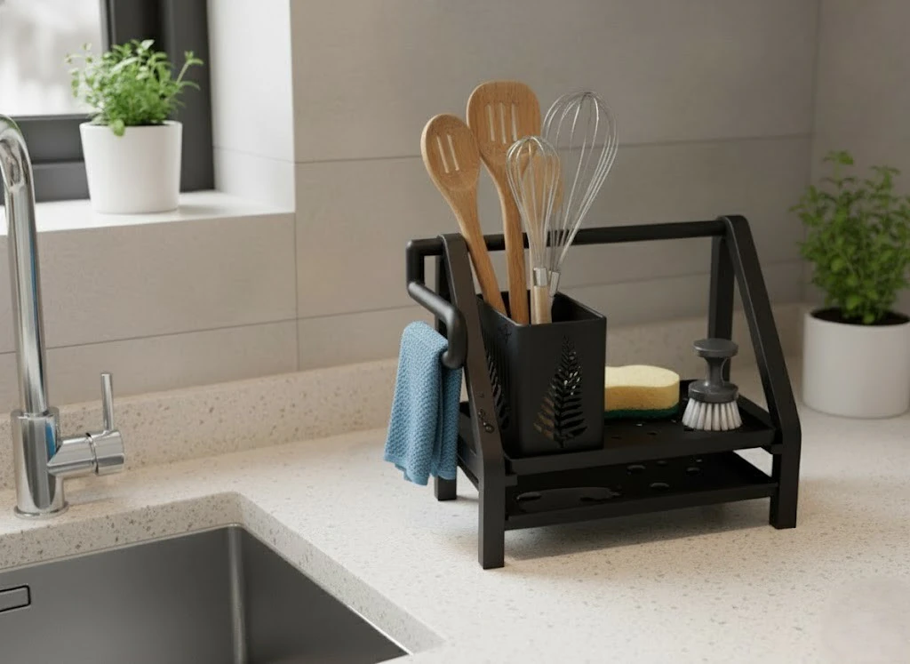 Kitchen Organizer with Towel Holder and Utensil Container 3D Model .c4d .max .obj .3ds .fbx .stl .blend 