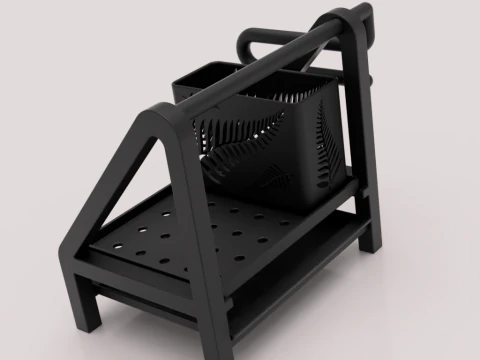 Kitchen Organizer with Towel Holder and Utensil Container 3D Model