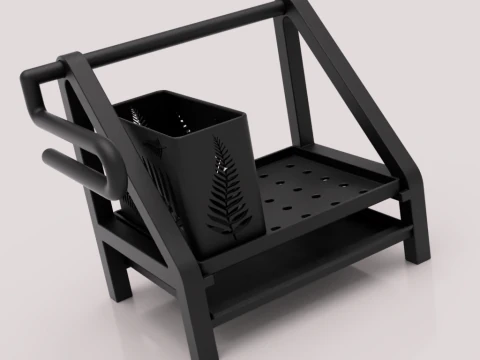 Kitchen Organizer with Towel Holder and Utensil Container 3D Model