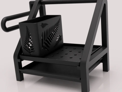 Kitchen Organizer with Towel Holder and Utensil Container 3D Model