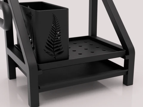 Kitchen Organizer with Towel Holder and Utensil Container 3D Model