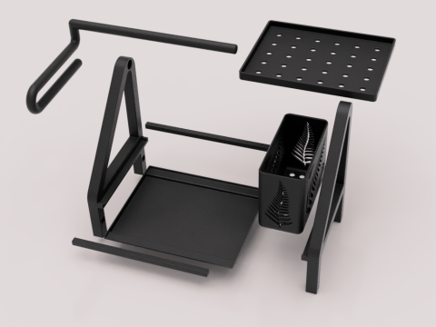 Kitchen Organizer with Towel Holder and Utensil Container 3D Модель