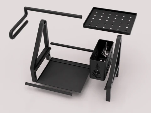 Kitchen Organizer with Towel Holder and Utensil Container 3D Model
