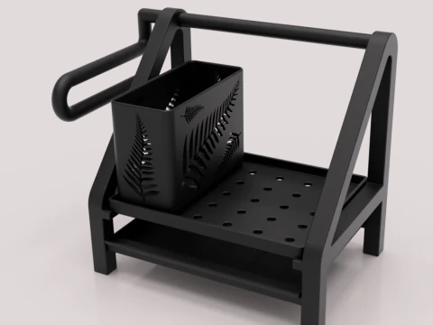 Kitchen Organizer with Towel Holder and Utensil Container 3D Model