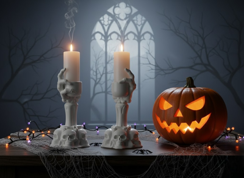 Skeleton Hand Candlestick Holders 3D Модель .c4d .max .obj .3ds .fbx .stl .blend