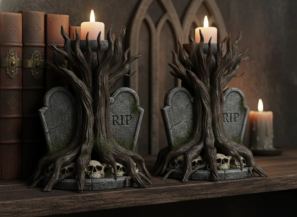 Grave Candle Holders Tree of Souls 3D Model .c4d .max .obj .3ds .fbx .stl .blend 