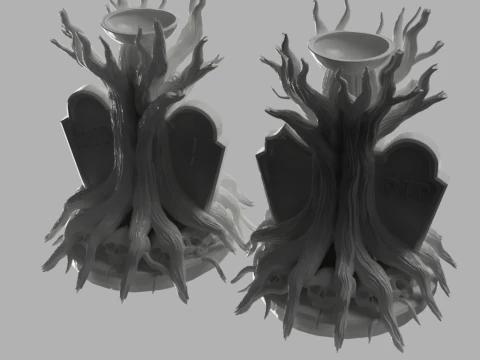 Grave Candle Holders Tree of Souls 3D Model