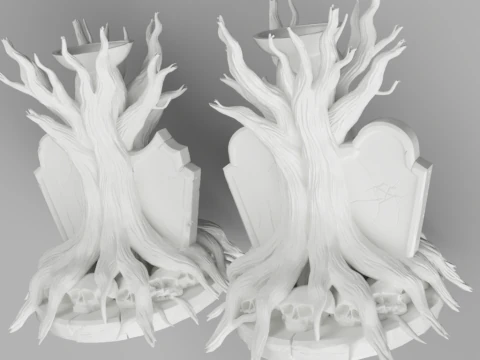 Grave Candle Holders Tree of Souls 3D Model