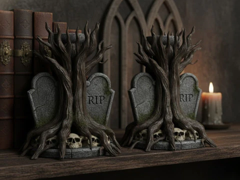 Grave Candle Holders Tree of Souls 3D Model