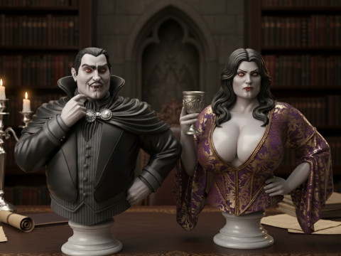Vampire Couple Busts Count Countess 3Dモデル