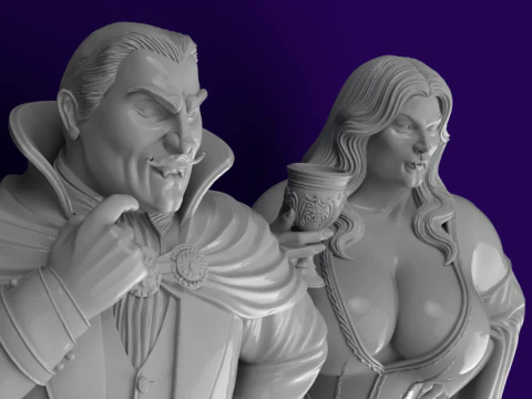 Vampire Couple Busts Count Countess 3D Model