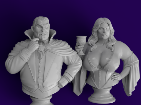 Vampire Couple Busts Count Countess 3D मॉडल