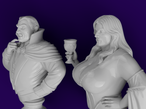 Vampire Couple Busts Count Countess 3D मॉडल