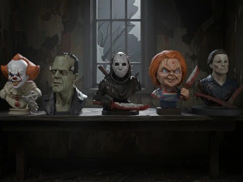 Колекція тривимірних бюстів жахів 3D Модель