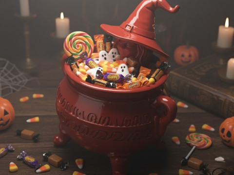 Witch Cauldron Candy Holder 3D 모델