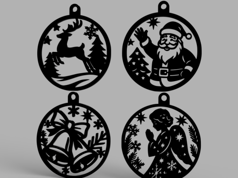 Koleksi Ornamen Natal yang Rumit Model 3D