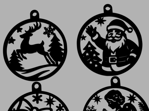 Koleksi Ornamen Natal yang Rumit Model 3D