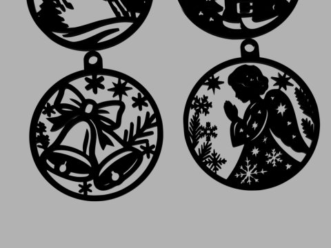 Koleksi Ornamen Natal yang Rumit Model 3D